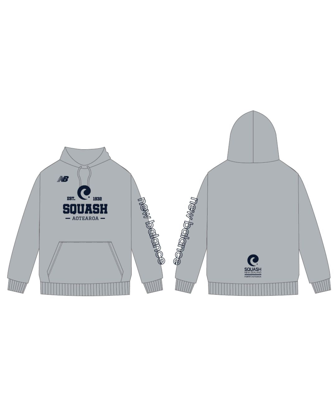 NZ SQUASH | GREY UNISEX HOODIE